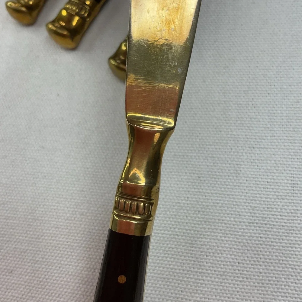 Pottery Barn bronze rosewood Knives Vintage Butter Spreader flatware Set Of 4
